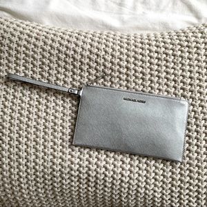 {Michael Kors} Silver Metallic Wristlet